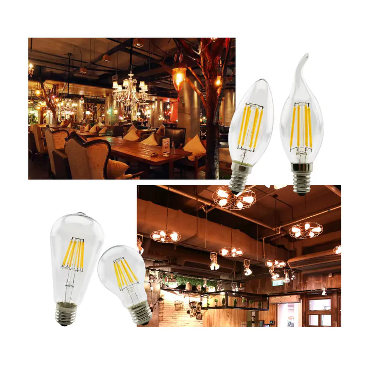 Duncelri Retro Edison LED Glühlampe aus Glas in Warmweiß für E27 E14 Fassungen - Bild 2
