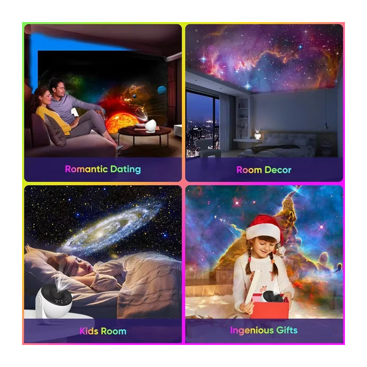 DUNDUN 13-in-1 Galaxy-Projektor LED Sternprojektor und Milchstraße Nachtlicht in Weiß - Bild 6