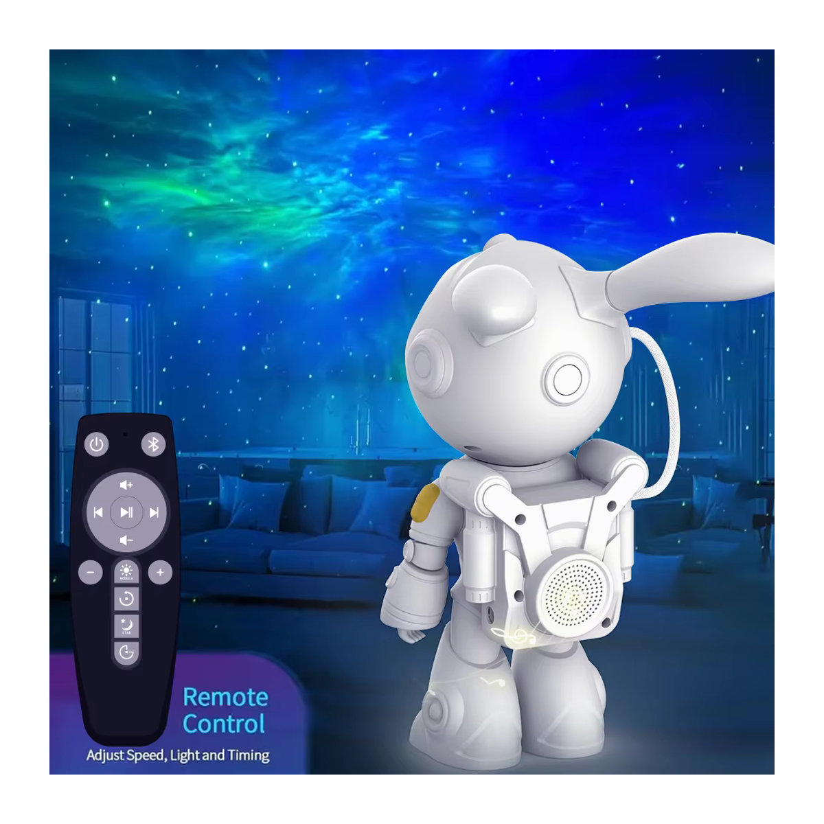 DUNDUN Astronauten Projektor Nachtlicht mit Fernbedienung und 360 Grad einstellbarem Design für Kinder in Weiß - Bild 3