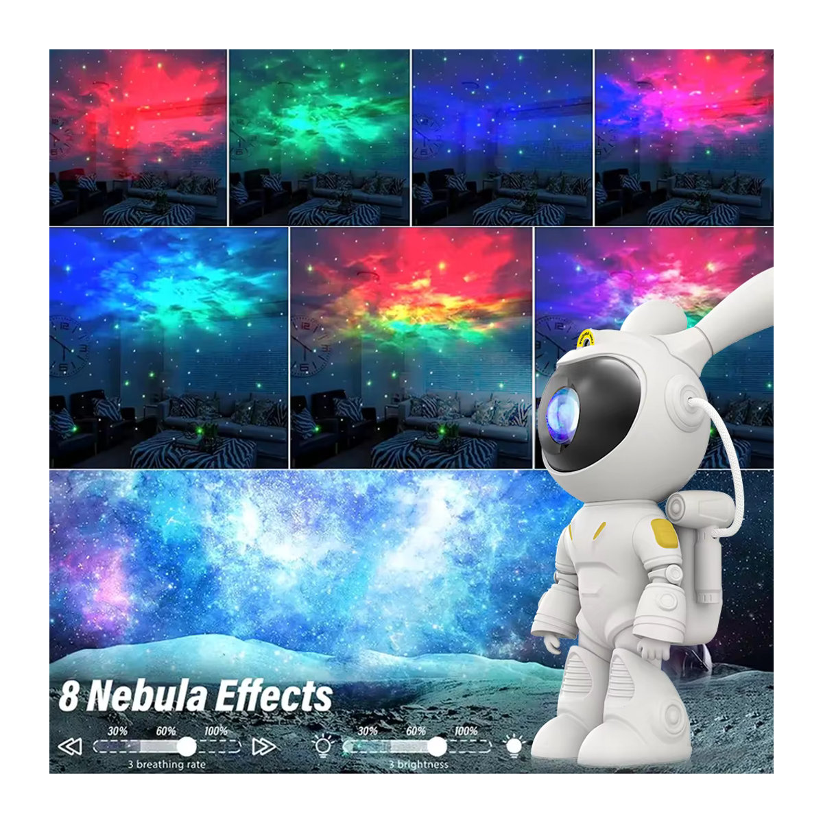 DUNDUN Astronauten Projektor Nachtlicht mit Fernbedienung und 360 Grad einstellbarem Design für Kinder in Weiß - Bild 4