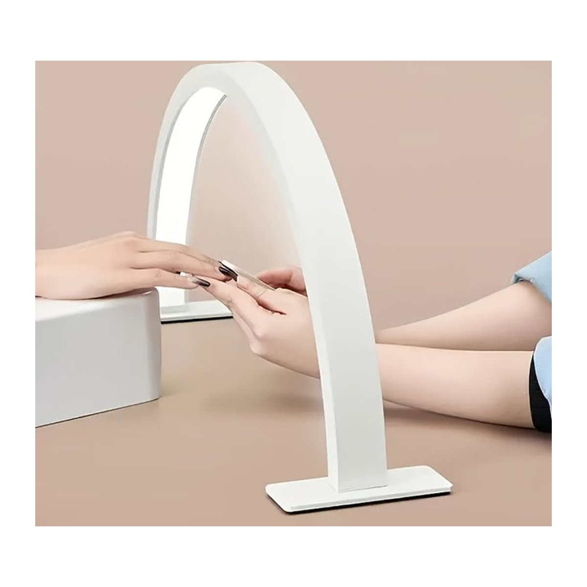 DUNDUN Halbmond-Nageltischlampe in Weiß für professionelle Salonbeleuchtung und Nagelkunst im minimalistischen Design - Bild 1