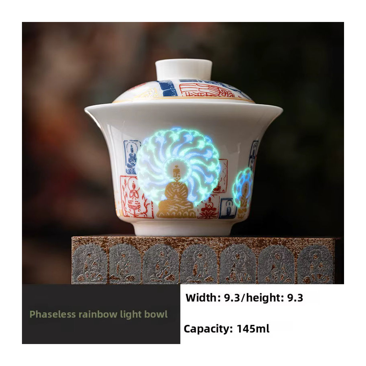 Dunhuang Glowing Face Buddha Teeset aus weißer Keramik mit leuchtender Abdeckungsschale für die Gongfu-Teezeremonie - Bild 6