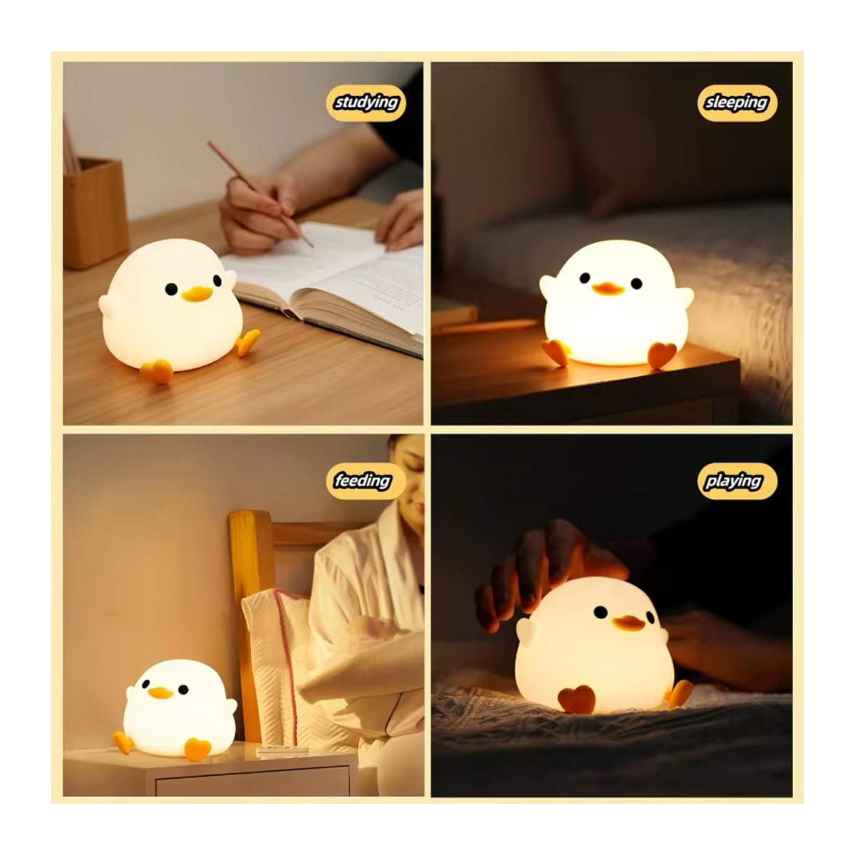 Duoduo Enten-Nachtlicht in Weiß mit Touch-Steuerung und Akku als Nachttischlampe für Schlafzimmer und Wohnzimmer - Bild 5