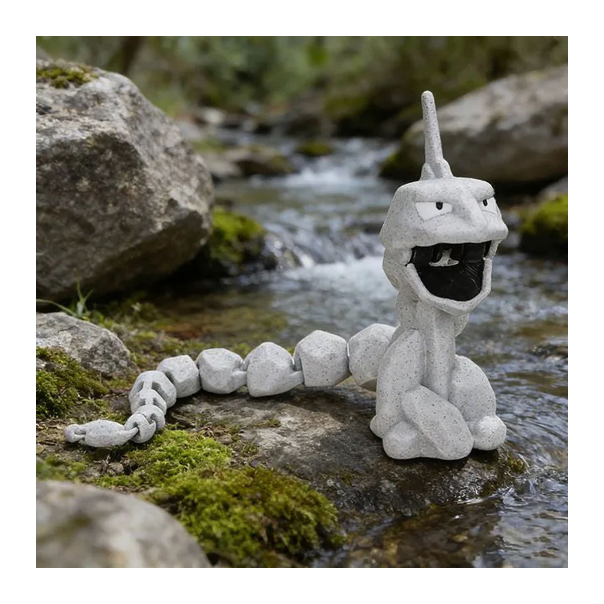 DUODUOBAO Pokemon Onix Actionfigur in Grau, bewegliche 3D-gedruckte Anime Figur mit Halterung aus Kunststoff als Desktop-Ornament - Bild 1