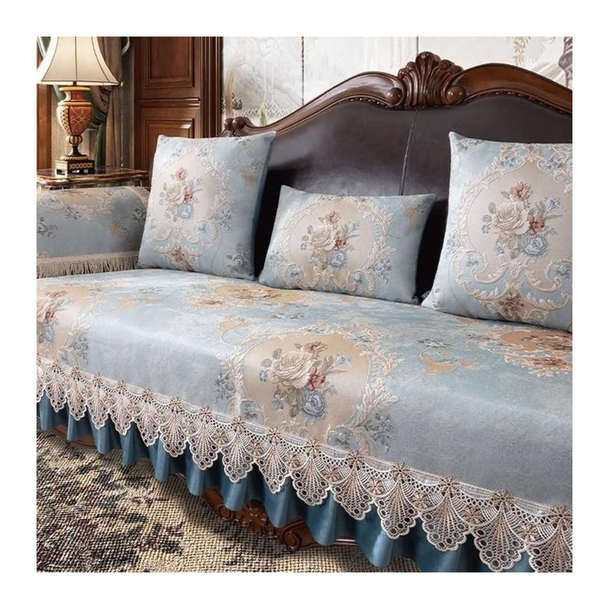 Duomanwu Sofabezug in Blau, universeller Sitzkissenbezug aus Stoff, B/B: 70 x 70 cm - Bild 1