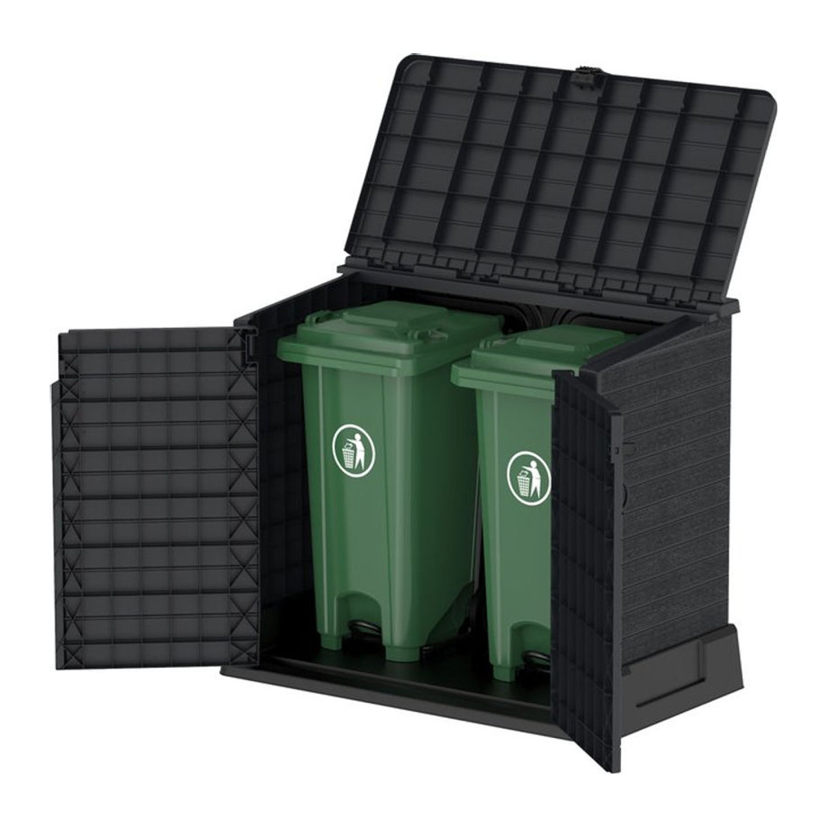 Duramax StoreAway Mülltonnenbox 2er Set aus Kunststoff Grau 850 l B/H/T: 130 x 74 x 110 cm - Bild 1