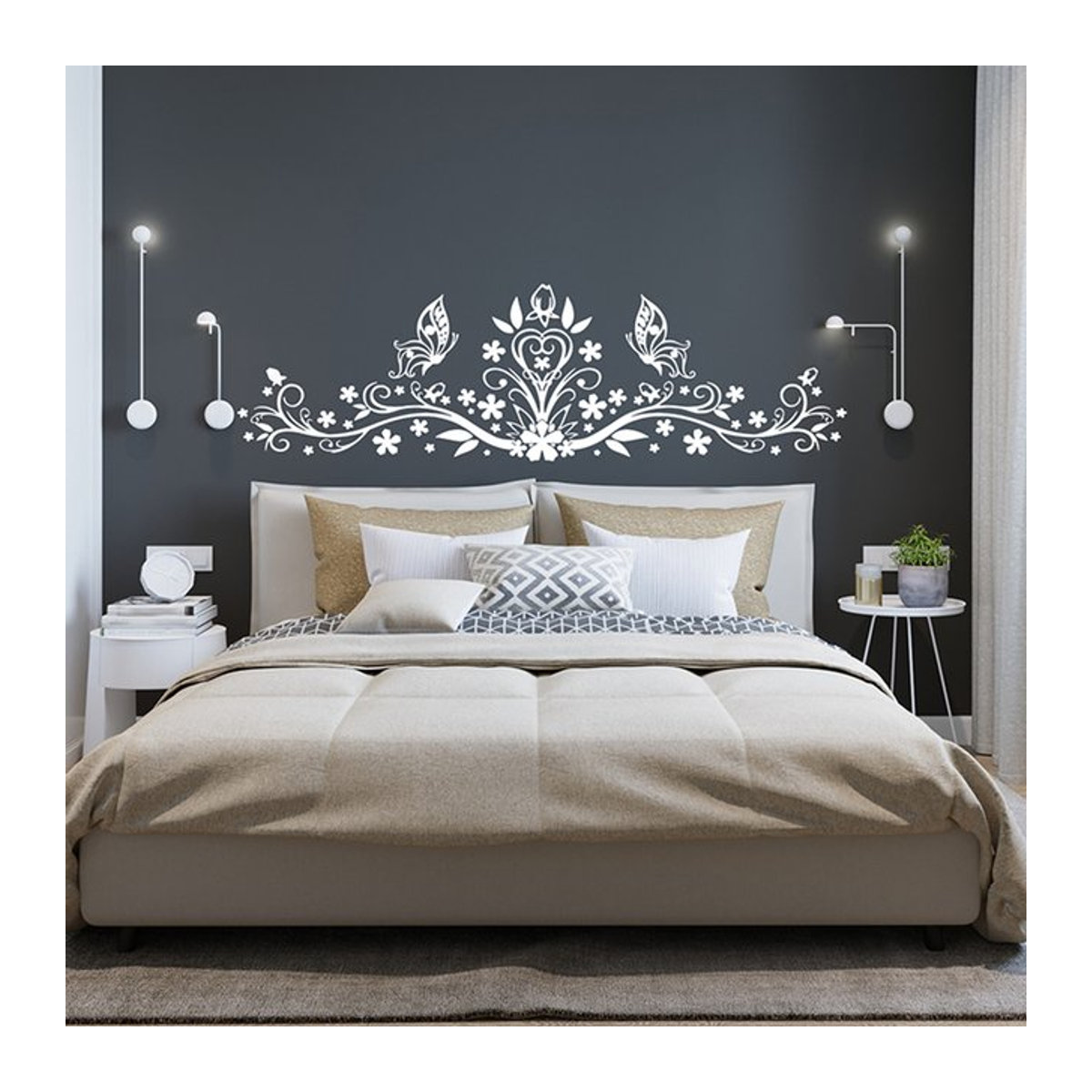 Duruibom Wanddeko mit Schmetterlingen und Blumen in Lila und Weiß für Schlafzimmer und Kinderzimmer - Bild 1