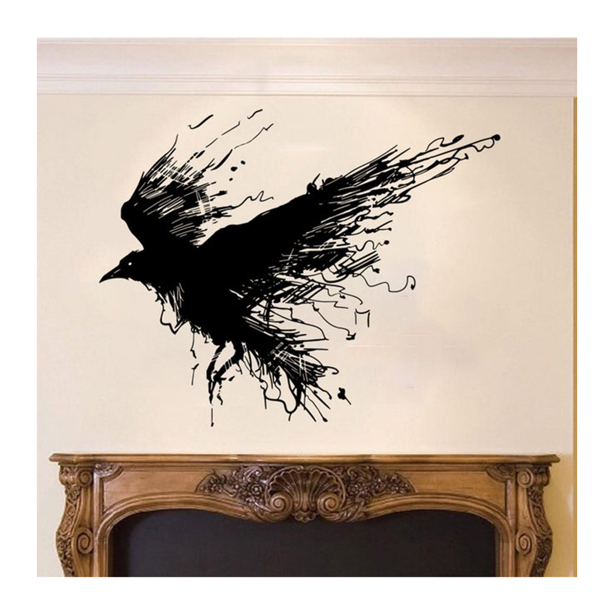 Duruibom Wandtattoo Gotischer Rabe in Schwarz und Braun für Wohnzimmer und Spielzimmer - Bild 1