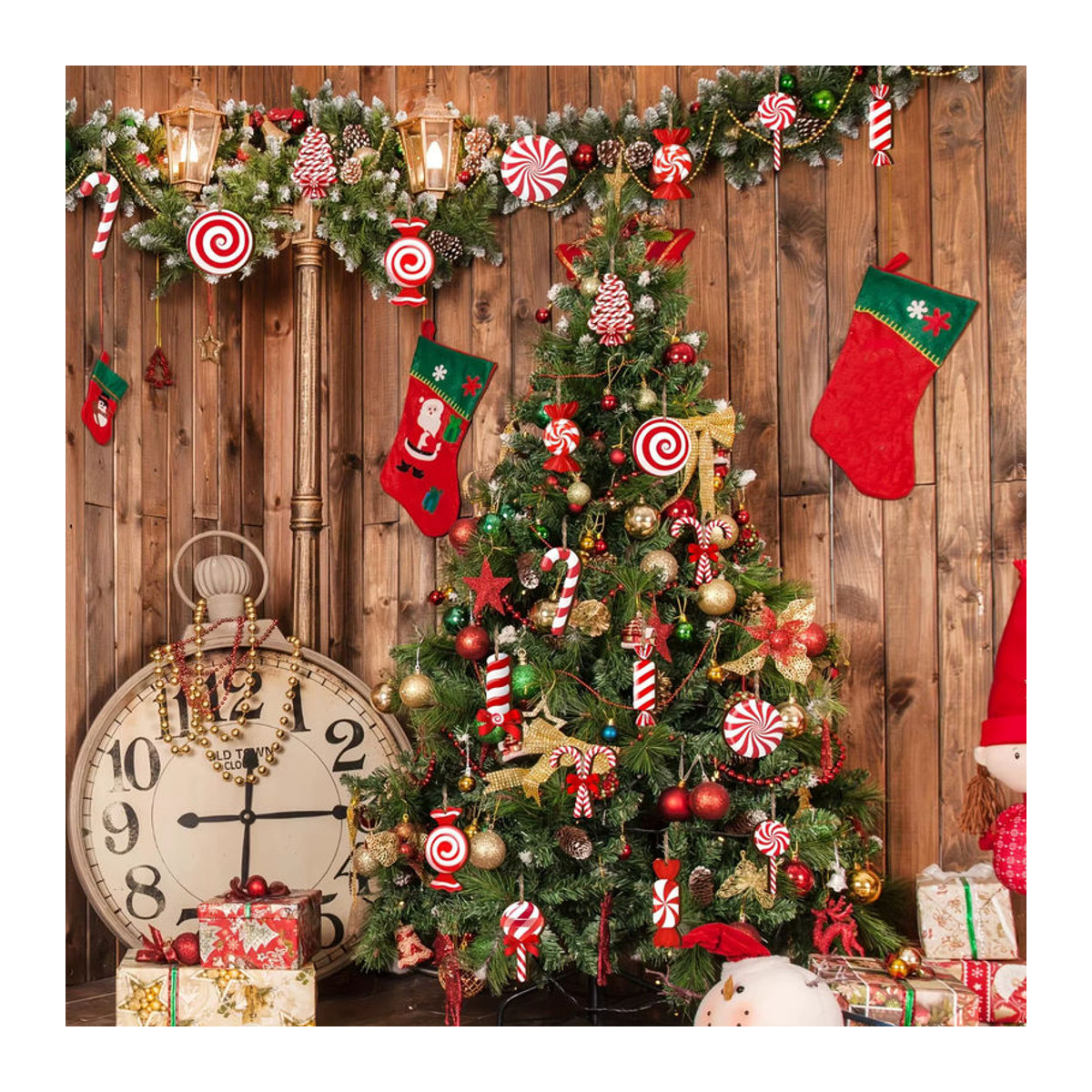 DUTRIEUX 12 Stück Weihnachts-Zuckerstangen Holzornamente in Rot-Weiß gestreift als Hängeornamente für den Weihnachtsbaum und die Heimdekoration - Bild 3