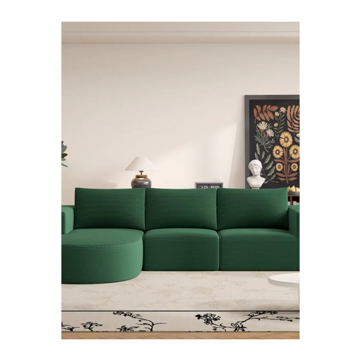 DUTRIEUX 2-Sitzer Bodensofa in Grün, minimalistisches modernes Loungemöbel aus Stoff, vakuumkomprimiert - Bild 2
