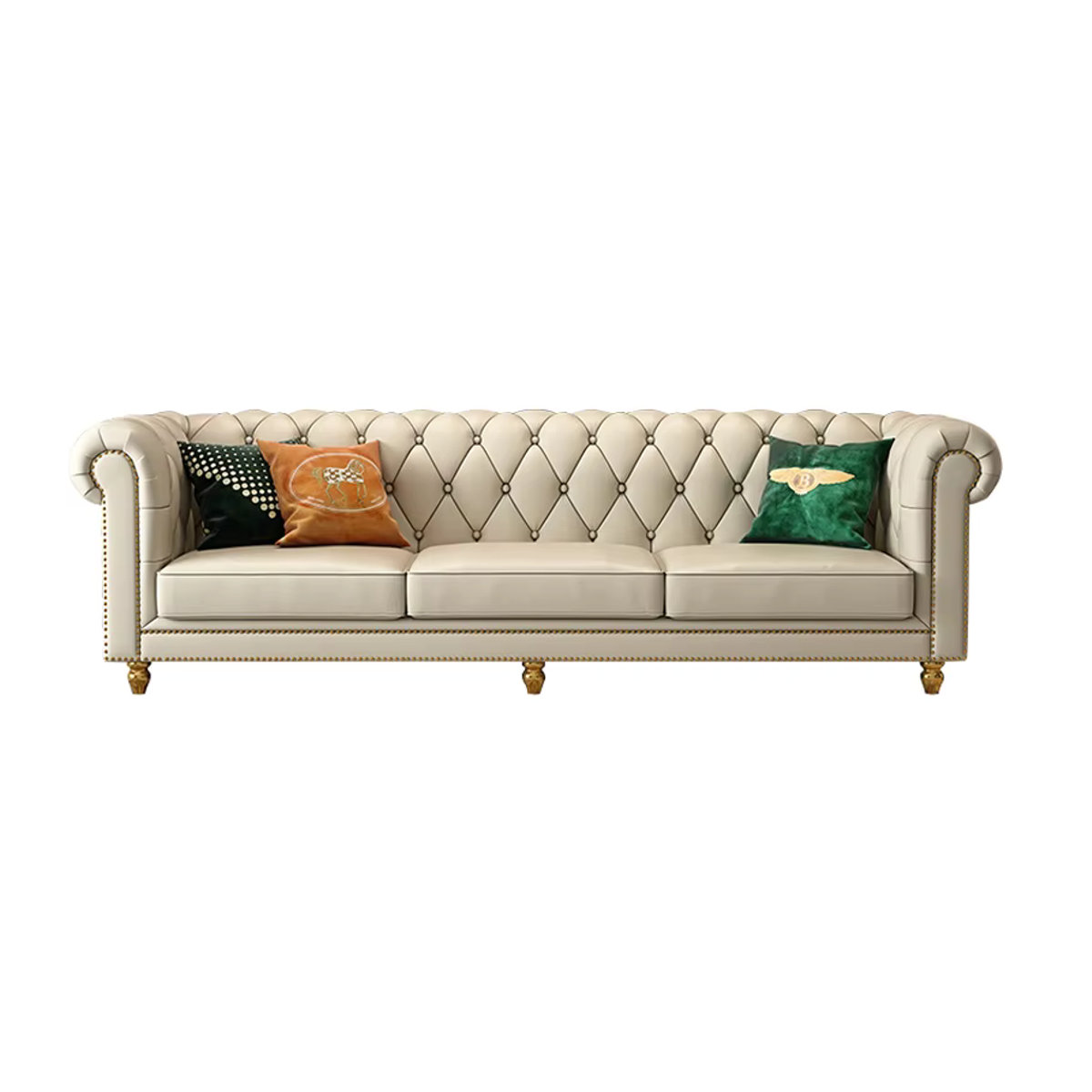 DUTRIEUX 3-Sitzer Echtleder Sofa in Beige im modernen skandinavischen Design mit Metallgestell - Bild 5