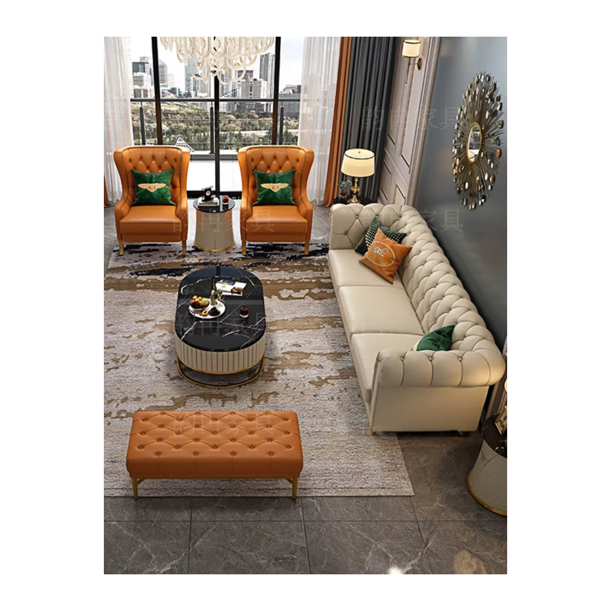 DUTRIEUX 3-Sitzer Echtleder Sofa in Beige im modernen skandinavischen Design mit Metallgestell - Bild 6