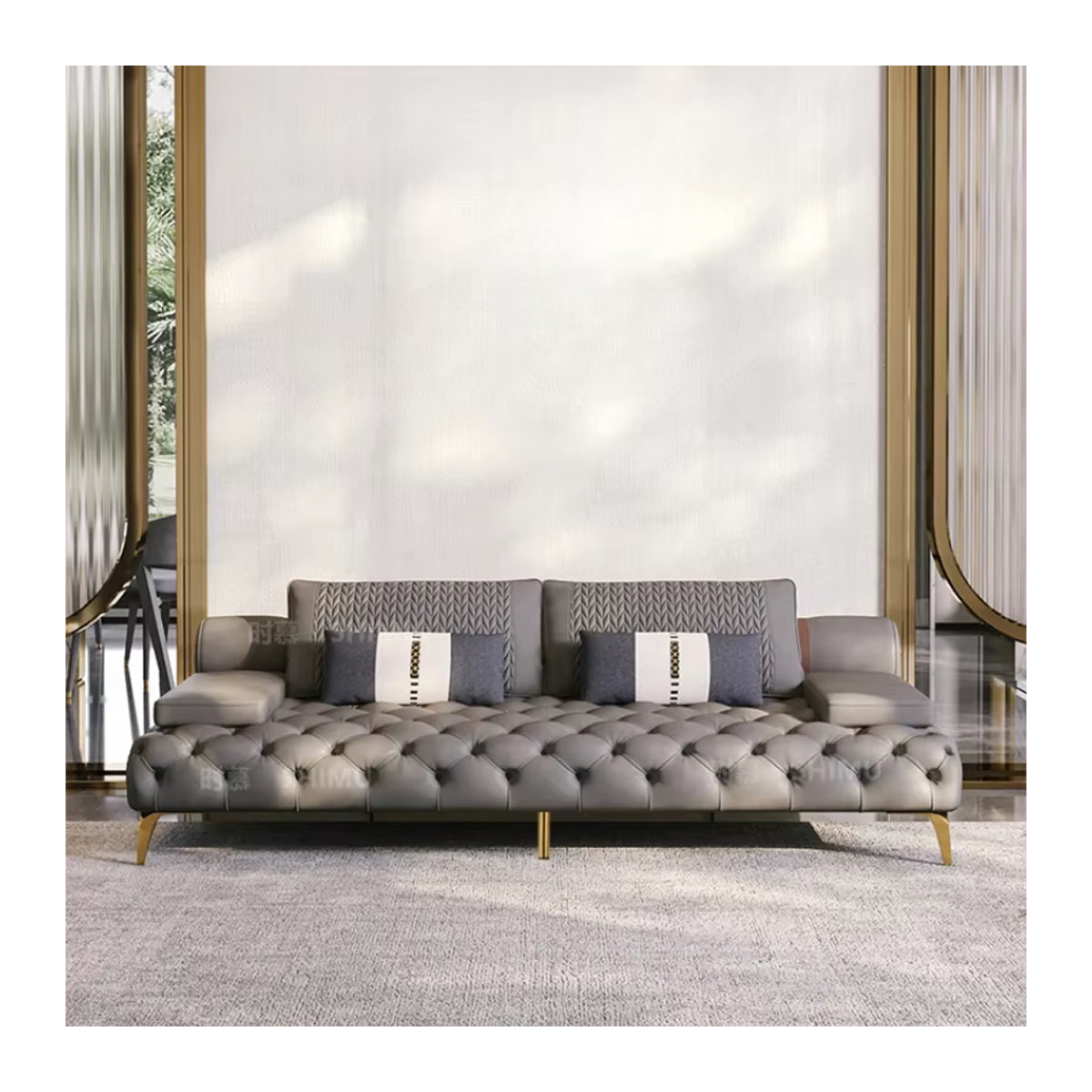 DUTRIEUX 3-teiliges Sofa-Set aus echtem Leder in Grau im modernen Luxus-Designer-Stil - Bild 2