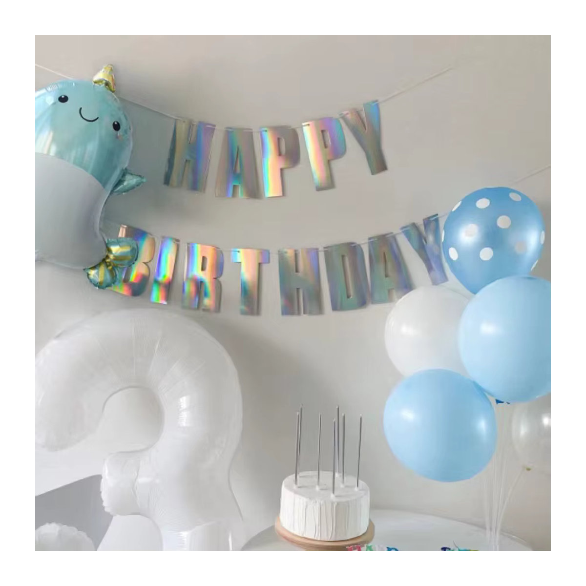 DUTRIEUX Alles Gute zum Geburtstag Banner in Silber als hängende Papier-Girlande für Kindergeburtstage und Partys - Bild 2