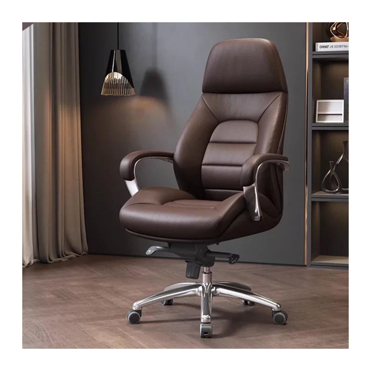 DUTRIEUX Chefsessel aus Echtleder in Braun, moderner Executive Office Chair - Bild 1