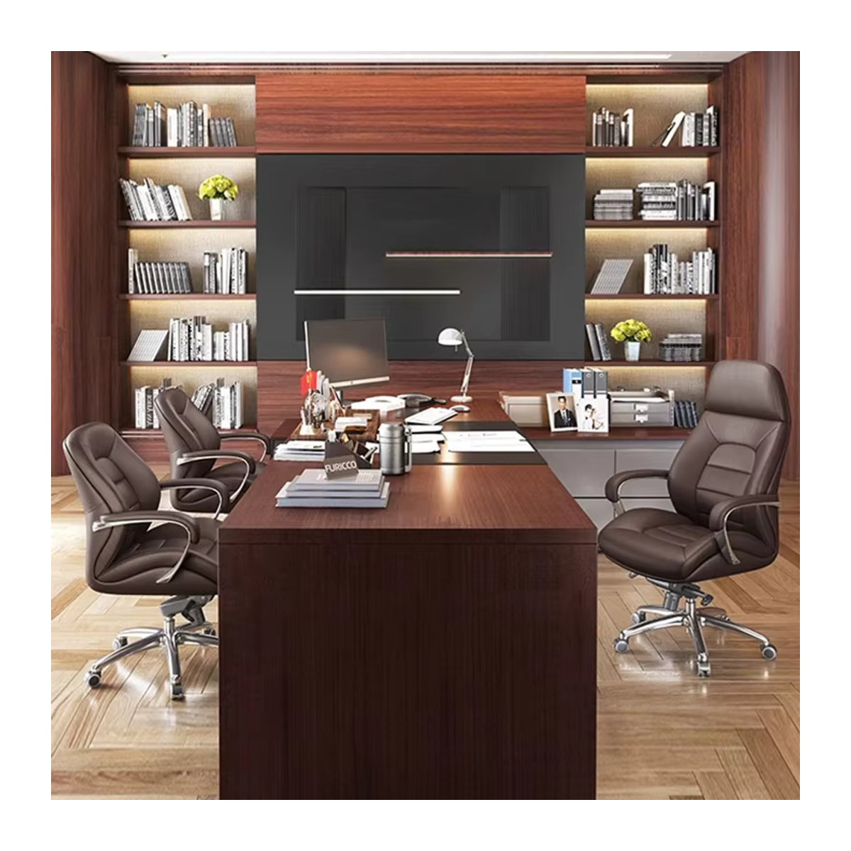 DUTRIEUX Chefsessel aus Echtleder in Braun, moderner Executive Office Chair - Bild 2