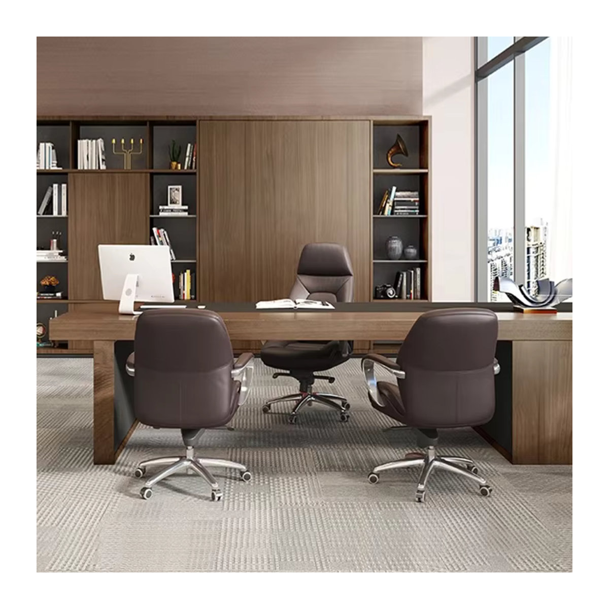 DUTRIEUX Chefsessel aus Echtleder in Braun, moderner Executive Office Chair - Bild 3