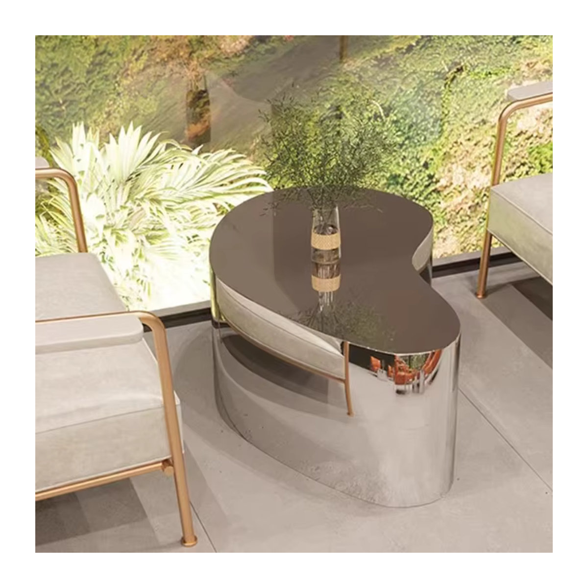DUTRIEUX Couchtisch aus Metall in Alufarben im Industrial Design mit organischem Look - Bild 4