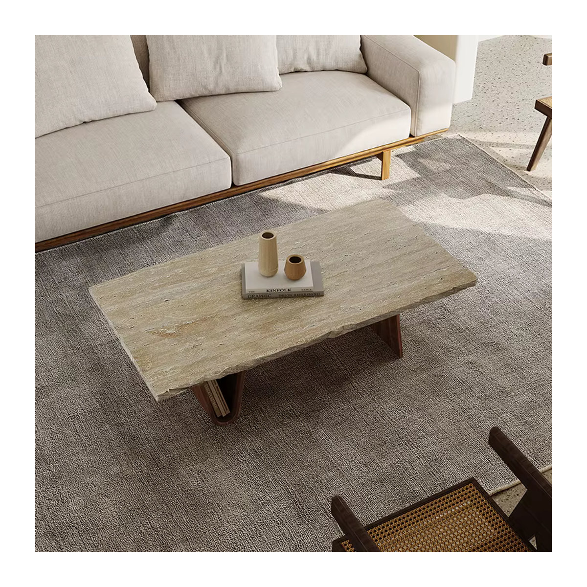 DUTRIEUX Couchtisch aus Naturstein in Braun im modernen skandinavischen Design mit organischer Form - Bild 5