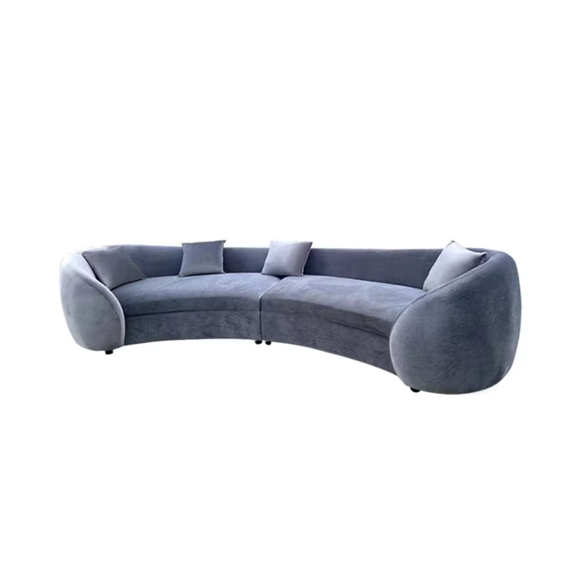 DUTRIEUX Designer Sofa in gebogener Form mit Bouclé-Stoff in Grau und Schwarz - Bild 3