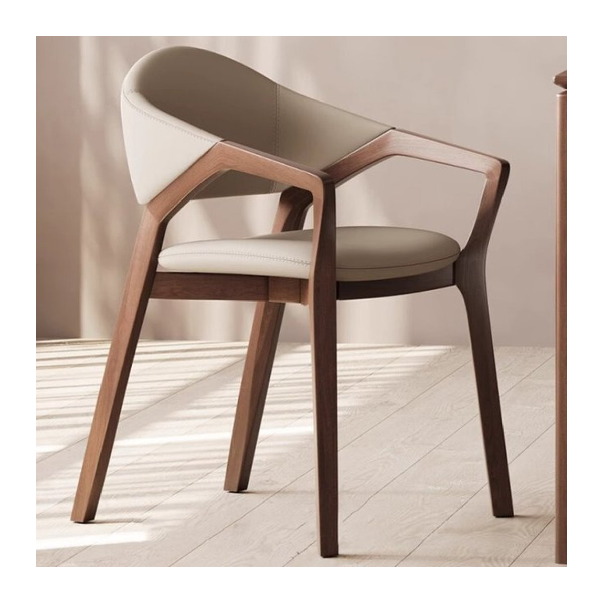 DUTRIEUX Designer Stuhl aus Massivholz in Beige im modernen minimalistischen Stil - Bild 1