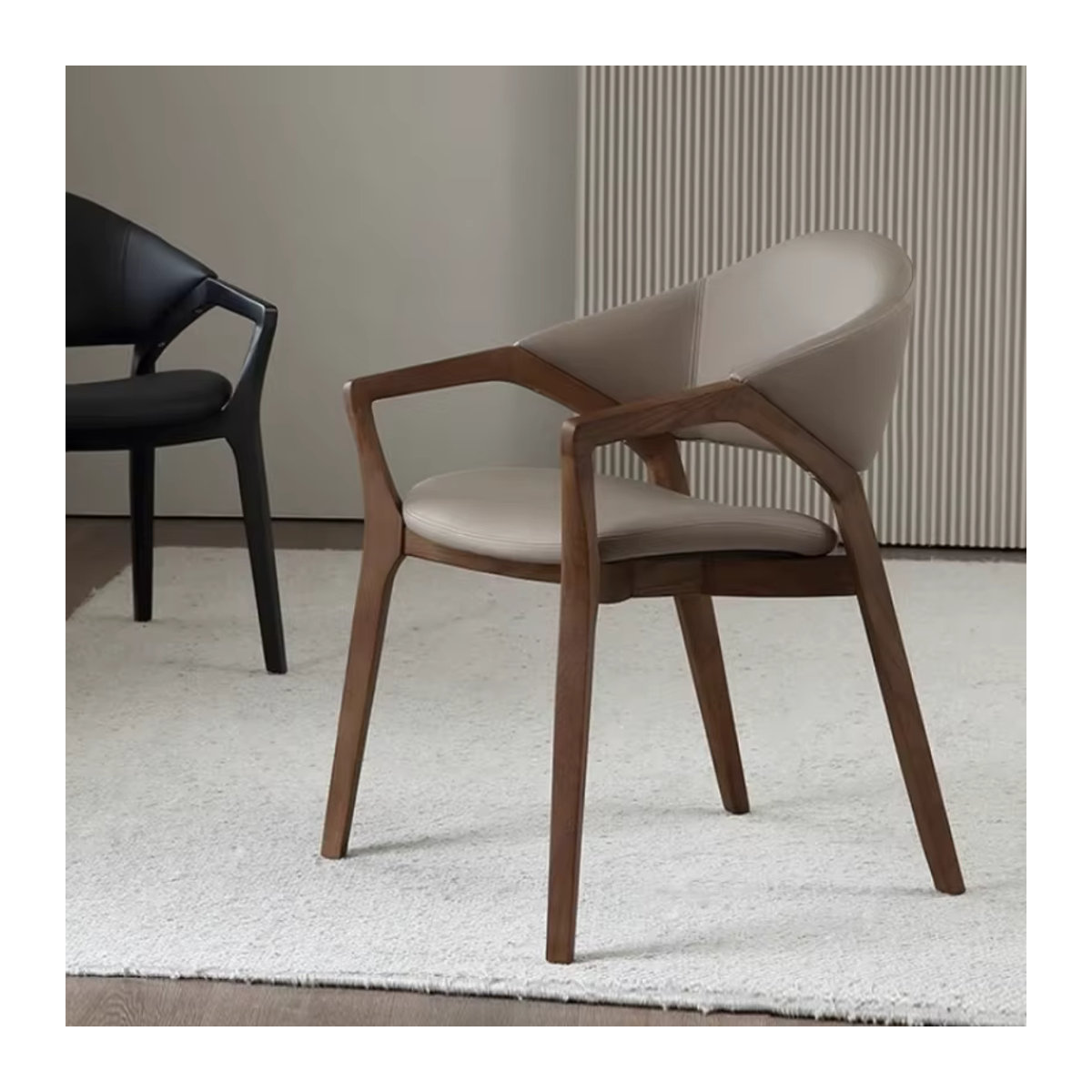 DUTRIEUX Designer Stuhl aus Massivholz in Beige im modernen minimalistischen Stil - Bild 2