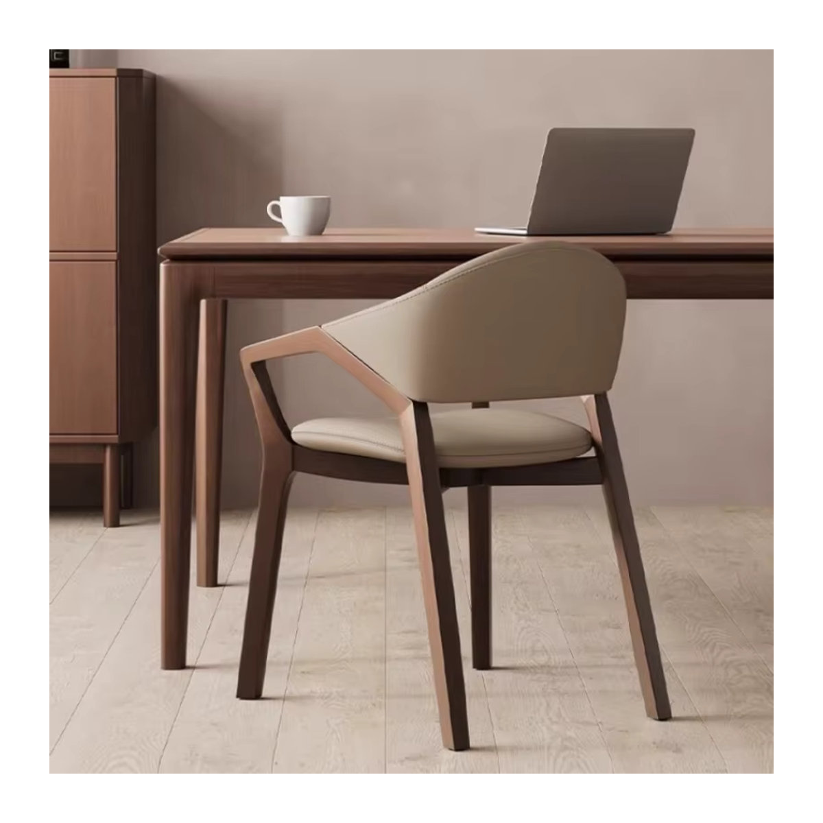 DUTRIEUX Designer Stuhl aus Massivholz in Beige im modernen minimalistischen Stil - Bild 3