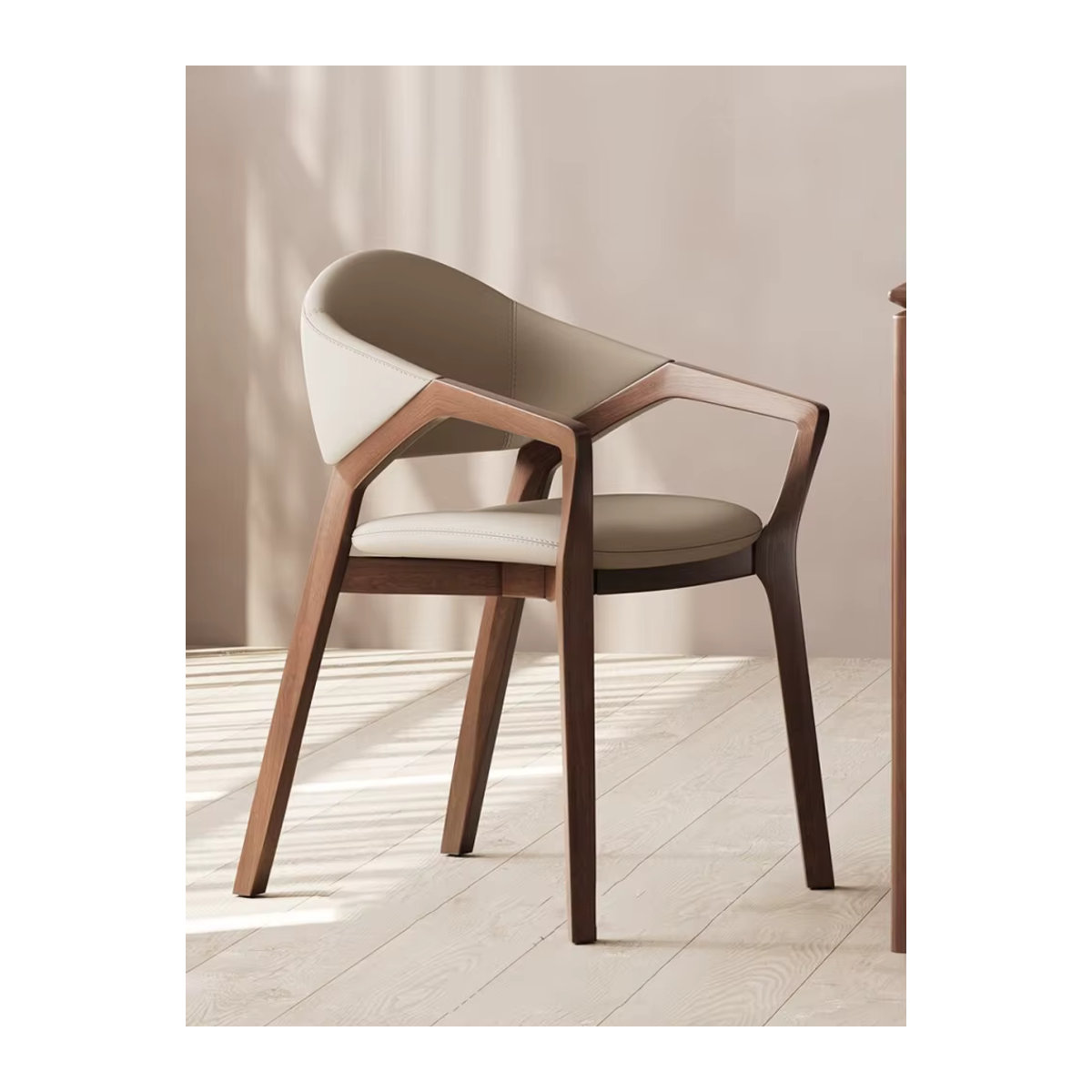 DUTRIEUX Designer Stuhl aus Massivholz in Beige im modernen minimalistischen Stil - Bild 6
