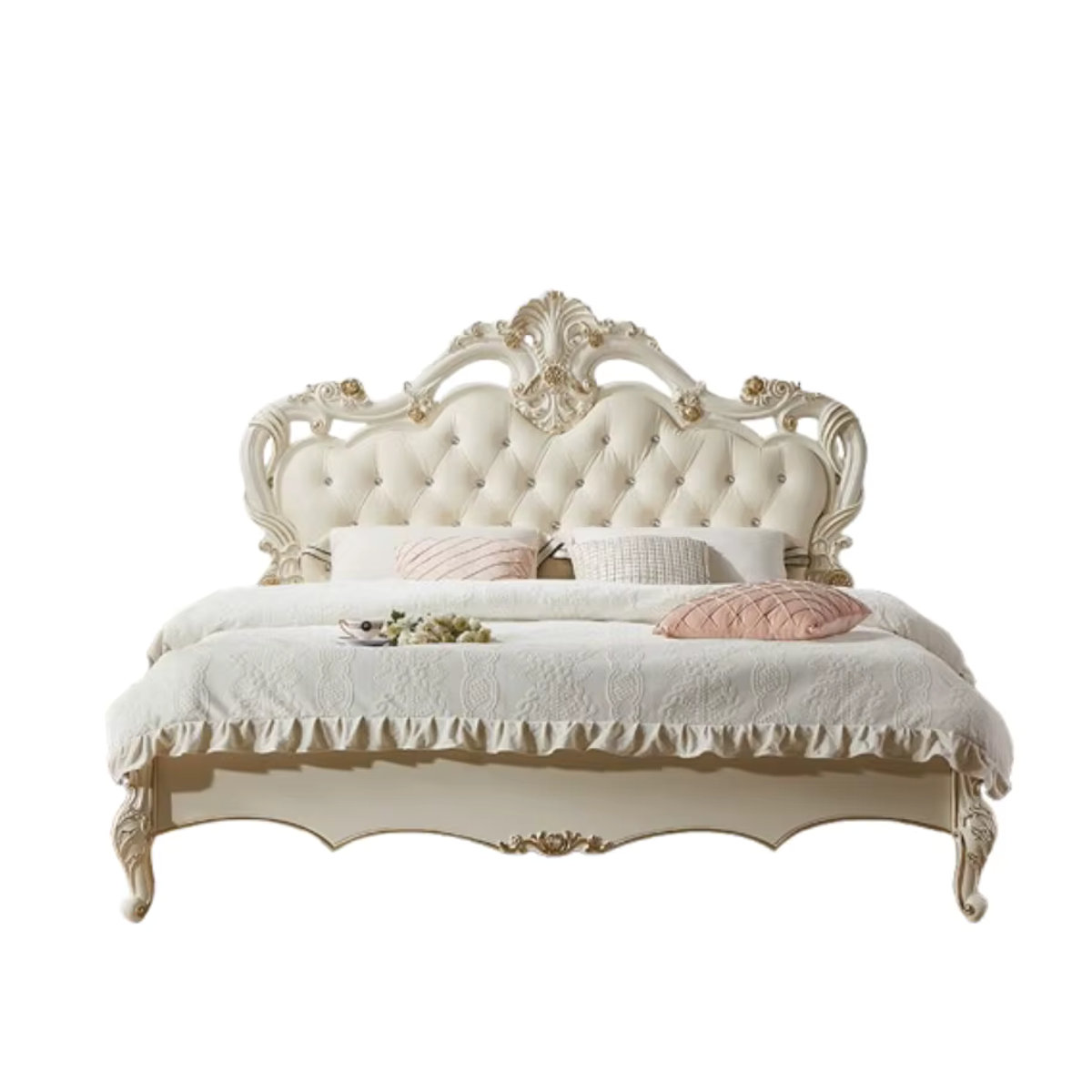 DUTRIEUX Doppelbett Prinzessin Frankreich im klassischen Design mit Doppelkopfteil in Weiß - Bild 5