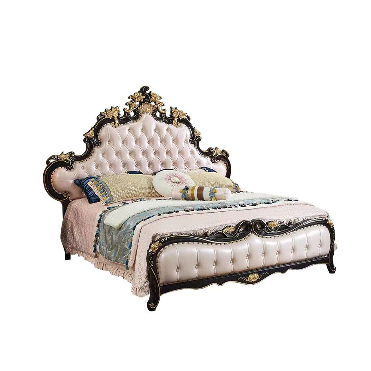 DUTRIEUX Einzelbett mit Polsterung aus Samt in Beige, Klassisches Design - Bild 5