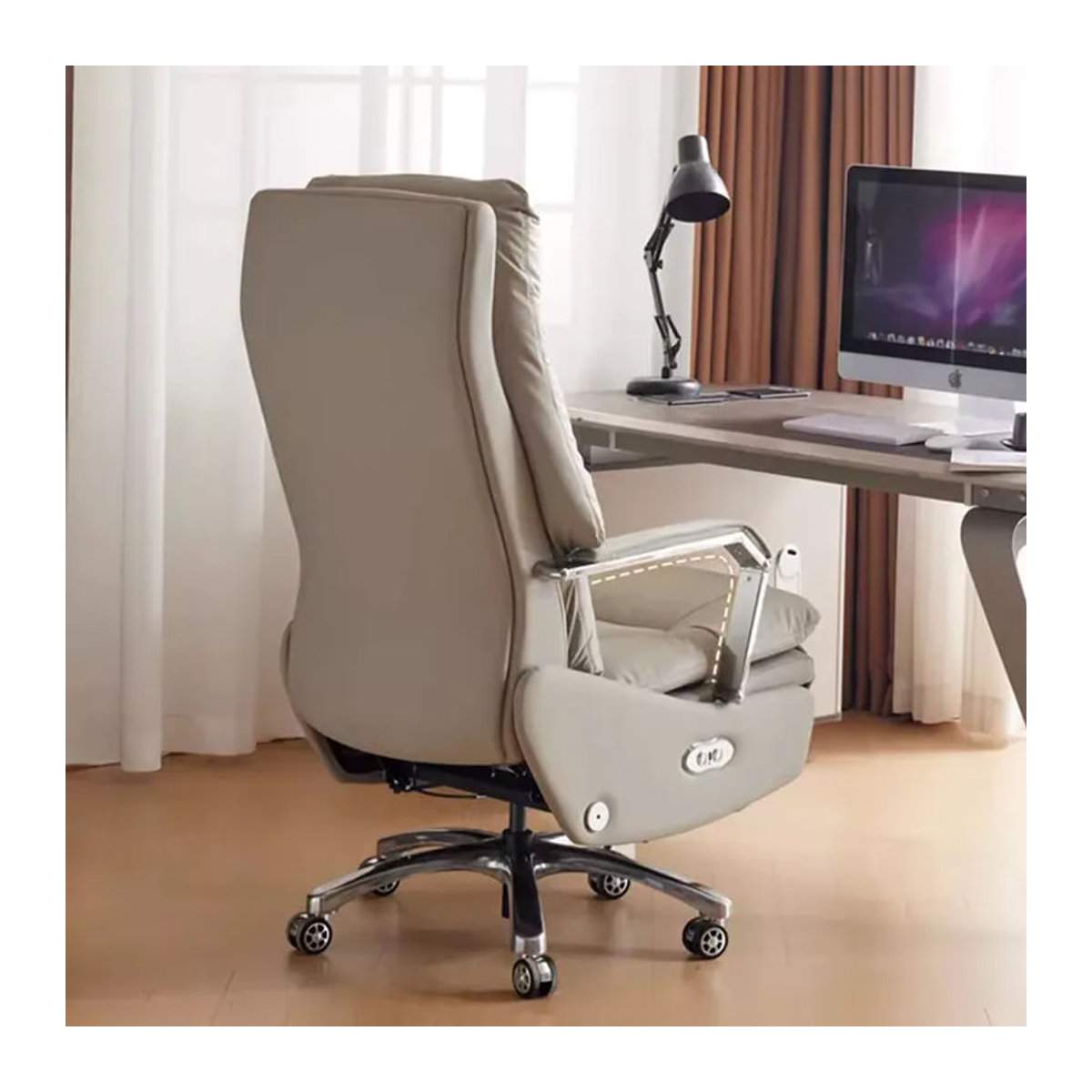 DUTRIEUX Ergonomischer Schreibtischstuhl Modern aus Kunstleder in Taupe Meliert - Bild 5