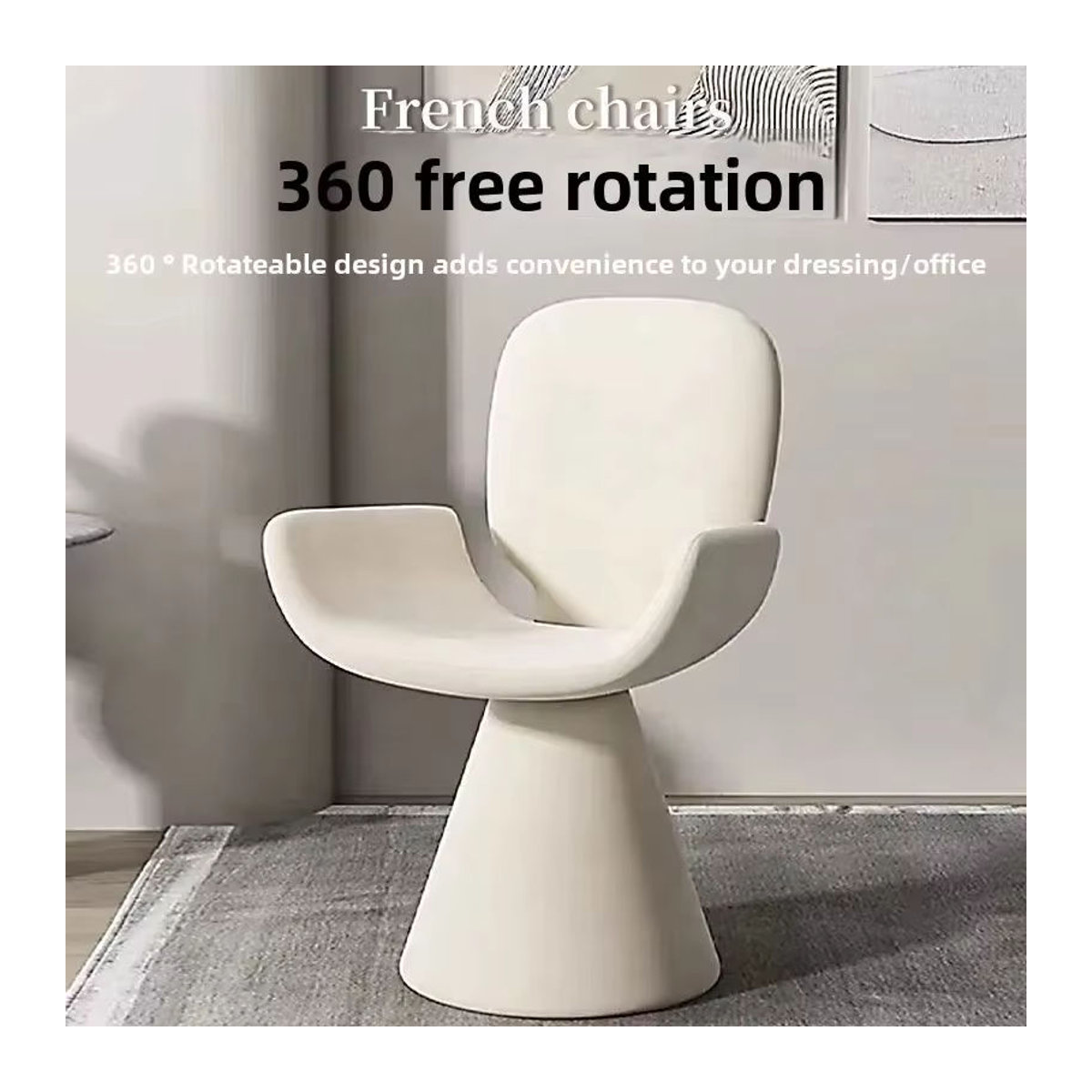 DUTRIEUX Esszimmerstuhl in Beige mit Stoff und Fleece Polsterung im modernen Design - Bild 4
