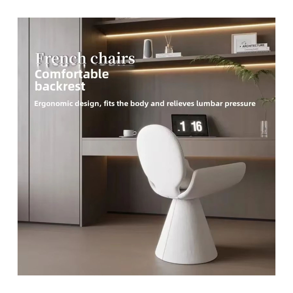 DUTRIEUX Esszimmerstuhl in Beige mit Stoff und Fleece Polsterung im modernen Design - Bild 5