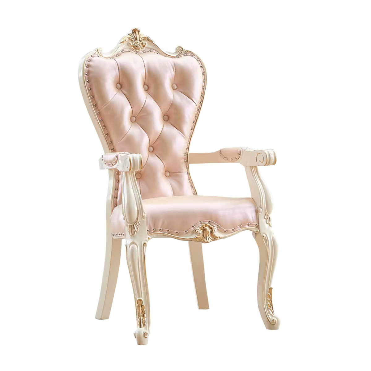 DUTRIEUX Esszimmerstuhl Prinzessin Faul Thron Luxus Lounge Stuhl aus Massivholz in Rosa im klassischen Design - Bild 2