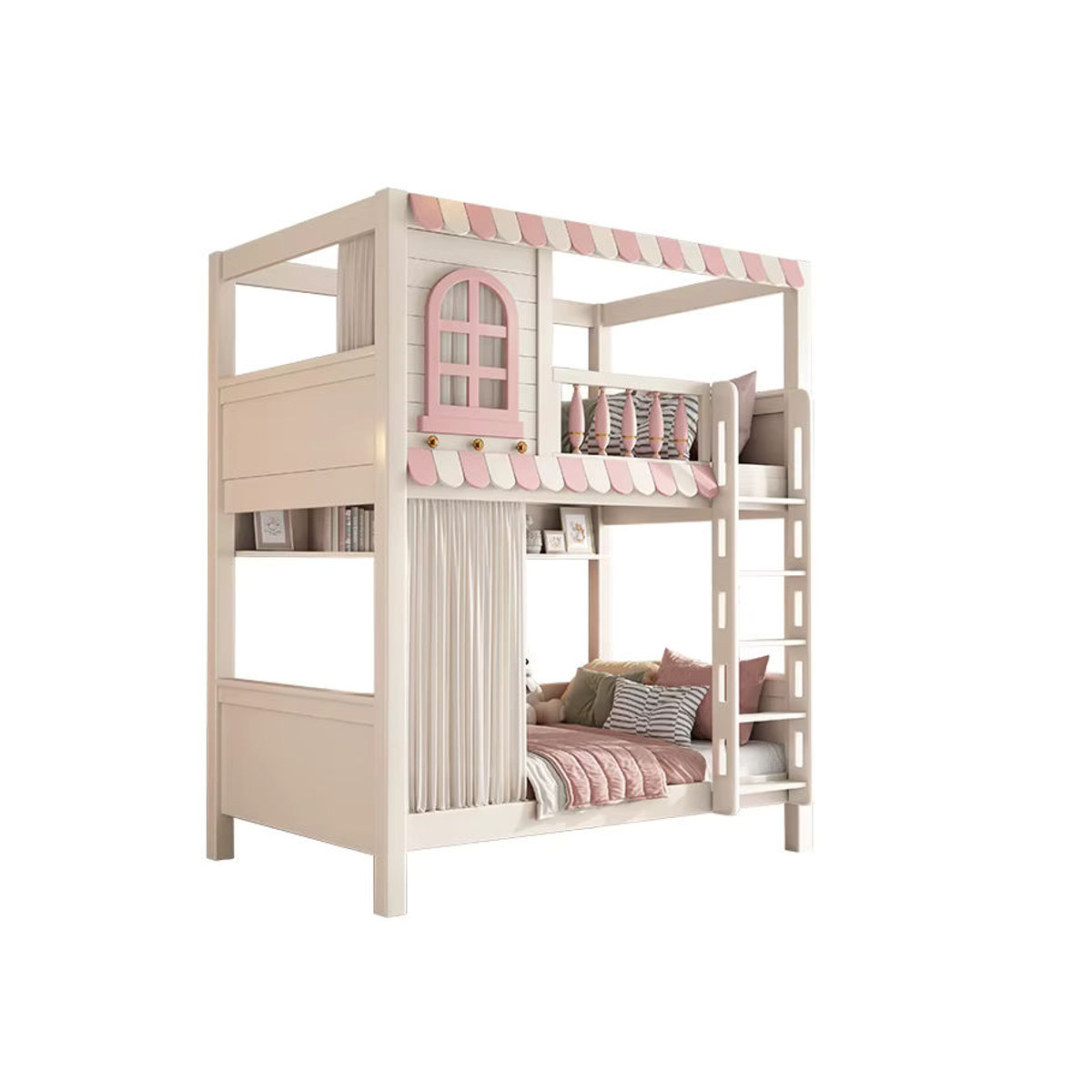 DUTRIEUX Etagenbett aus Holz mit Rutsche in Weiß, Modernes Kinderbett mit Doppeldecker-Funktion, B/T/H: 200 x 120 x 120 cm - Bild 5