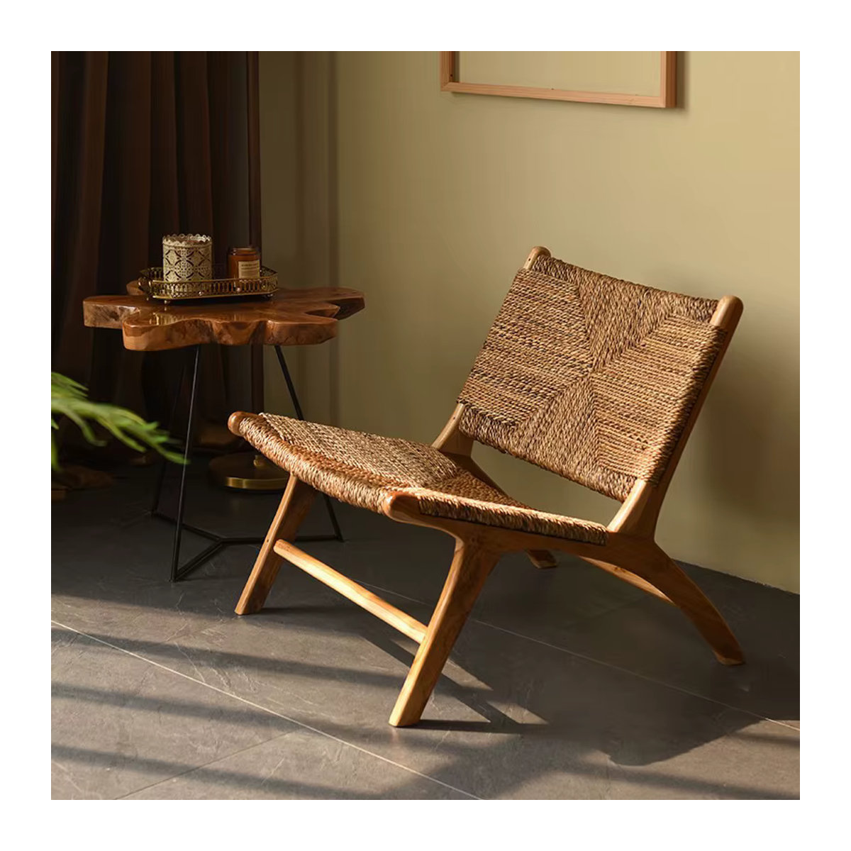 DUTRIEUX Gartenliege aus Massivholz und Rattan im Bohemian Stil, Naturbraun - Bild 2