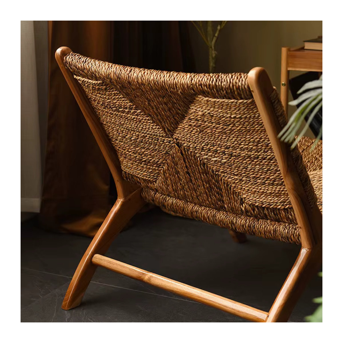 DUTRIEUX Gartenliege aus Massivholz und Rattan im Bohemian Stil, Naturbraun - Bild 5