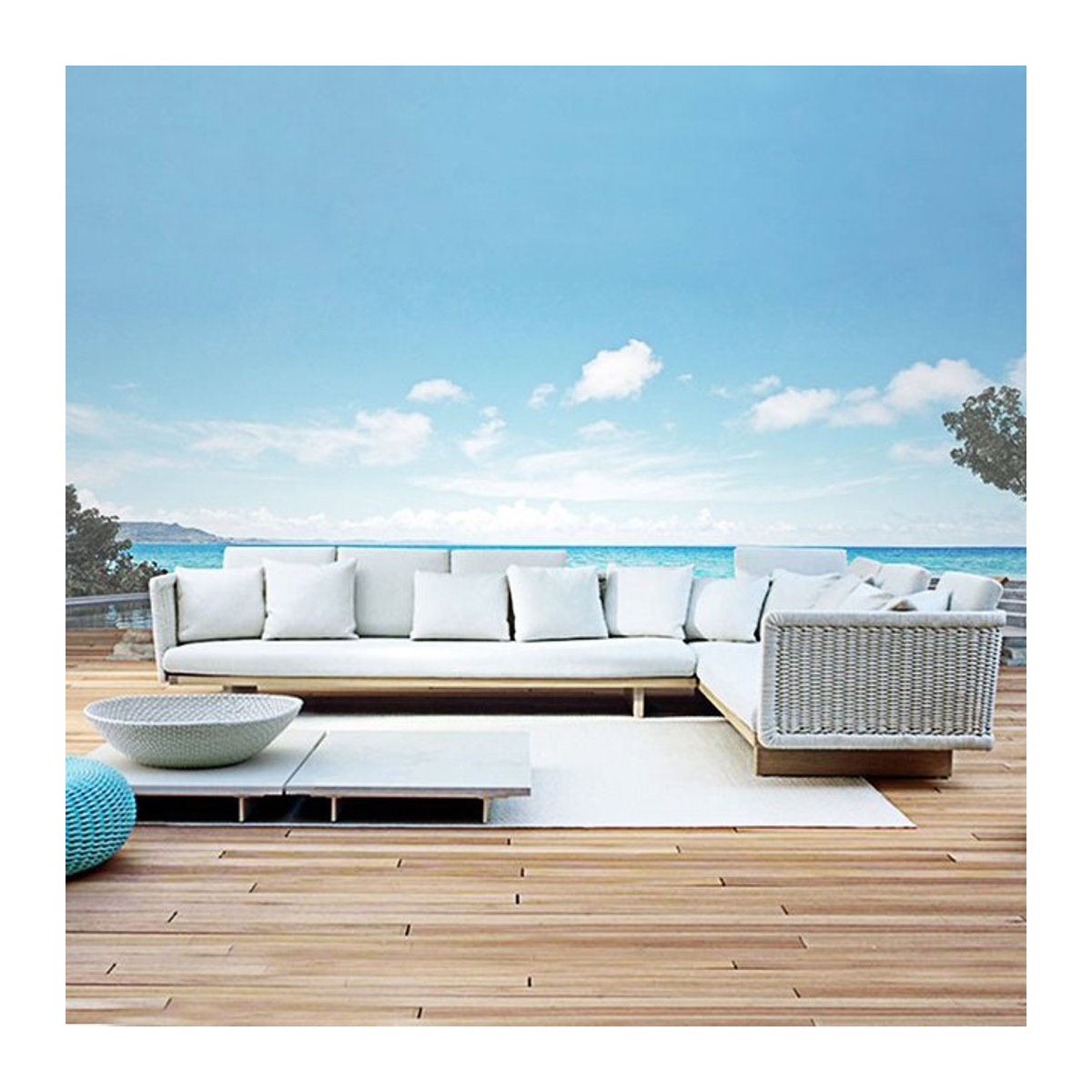 DUTRIEUX Gartenmöbel-Set aus Holz und Polyrattan im skandinavischen Design, Grau - Bild 1