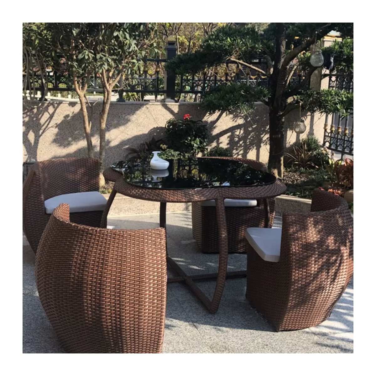 DUTRIEUX Gartenmöbel-Set aus Holz und Rattan in Braun für Erwachsene, B/T/H: 120 x 75 x 75 cm - Bild 2