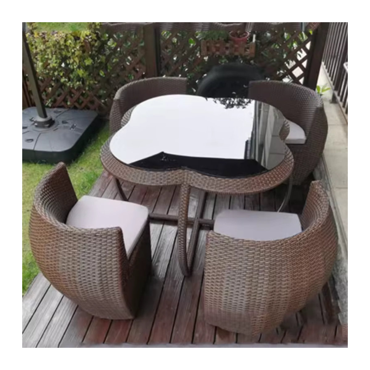 DUTRIEUX Gartenmöbel-Set aus Holz und Rattan in Braun für Erwachsene, B/T/H: 120 x 75 x 75 cm - Bild 3