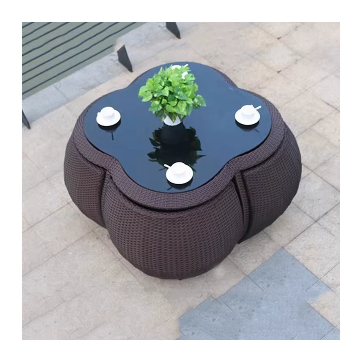 DUTRIEUX Gartenmöbel-Set aus Holz und Rattan in Braun für Erwachsene, B/T/H: 120 x 75 x 75 cm - Bild 4
