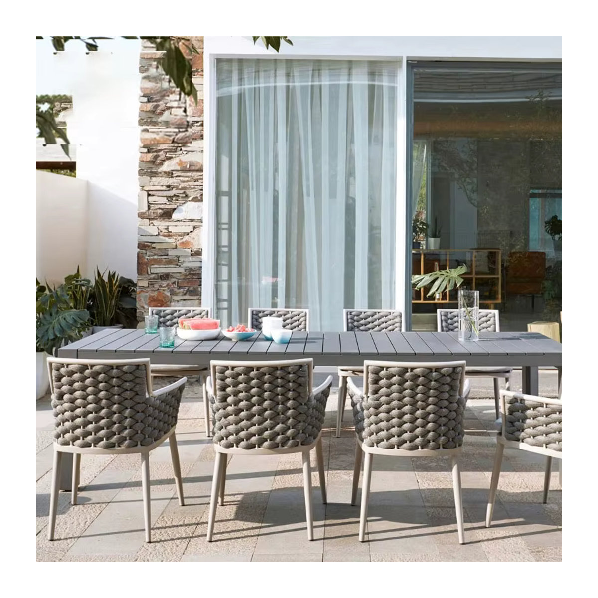 DUTRIEUX Gartenmöbel-Set aus Polyrattan in Grau mit modernem Design - Bild 1