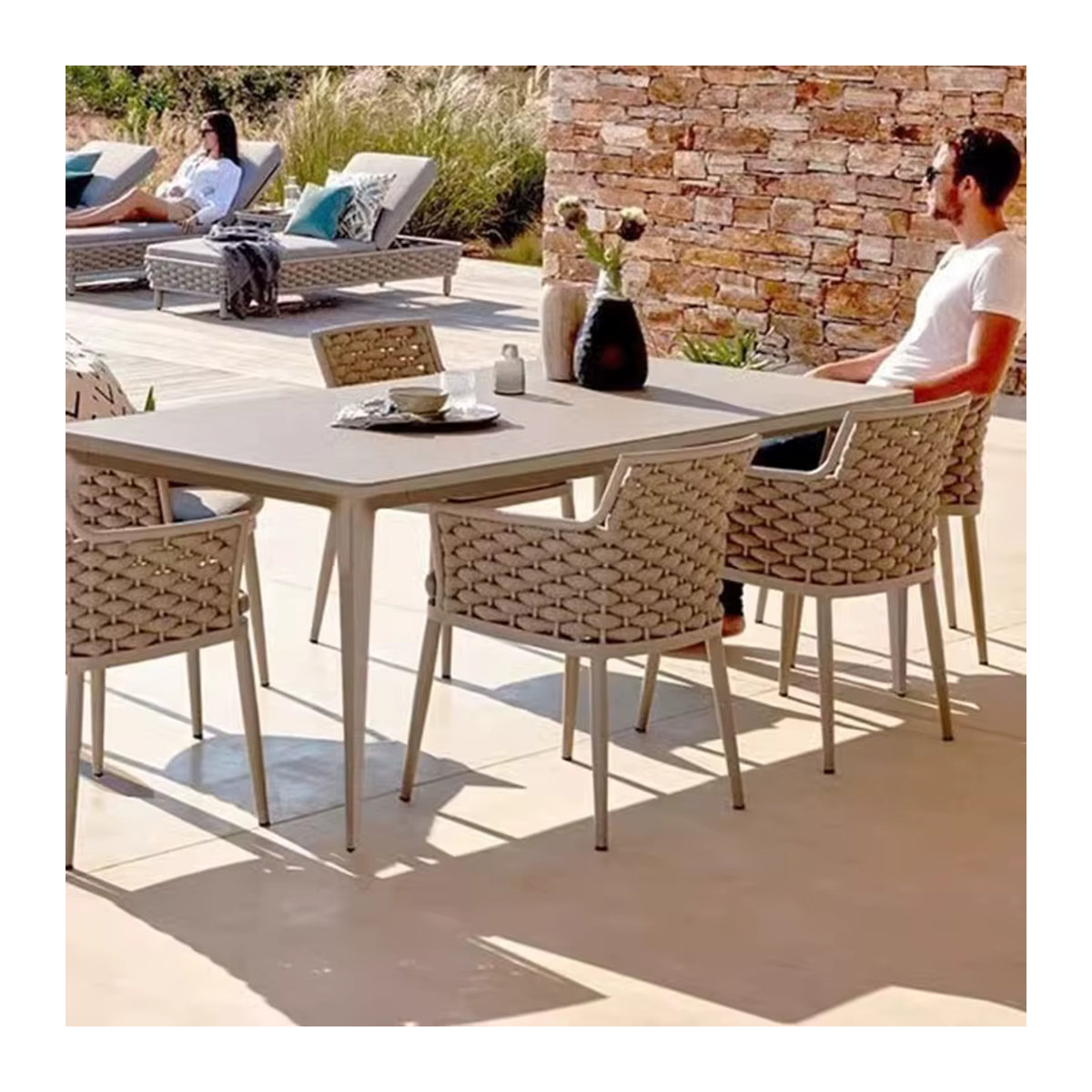 DUTRIEUX Gartenmöbel-Set aus Polyrattan in Grau mit modernem Design - Bild 3