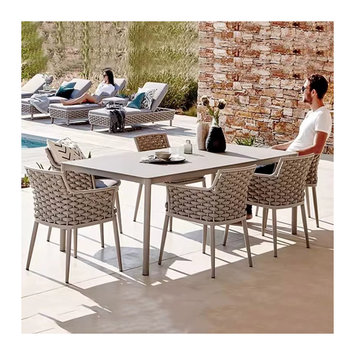 DUTRIEUX Gartenmöbel-Set aus Polyrattan in Grau mit modernem Design - Bild 4