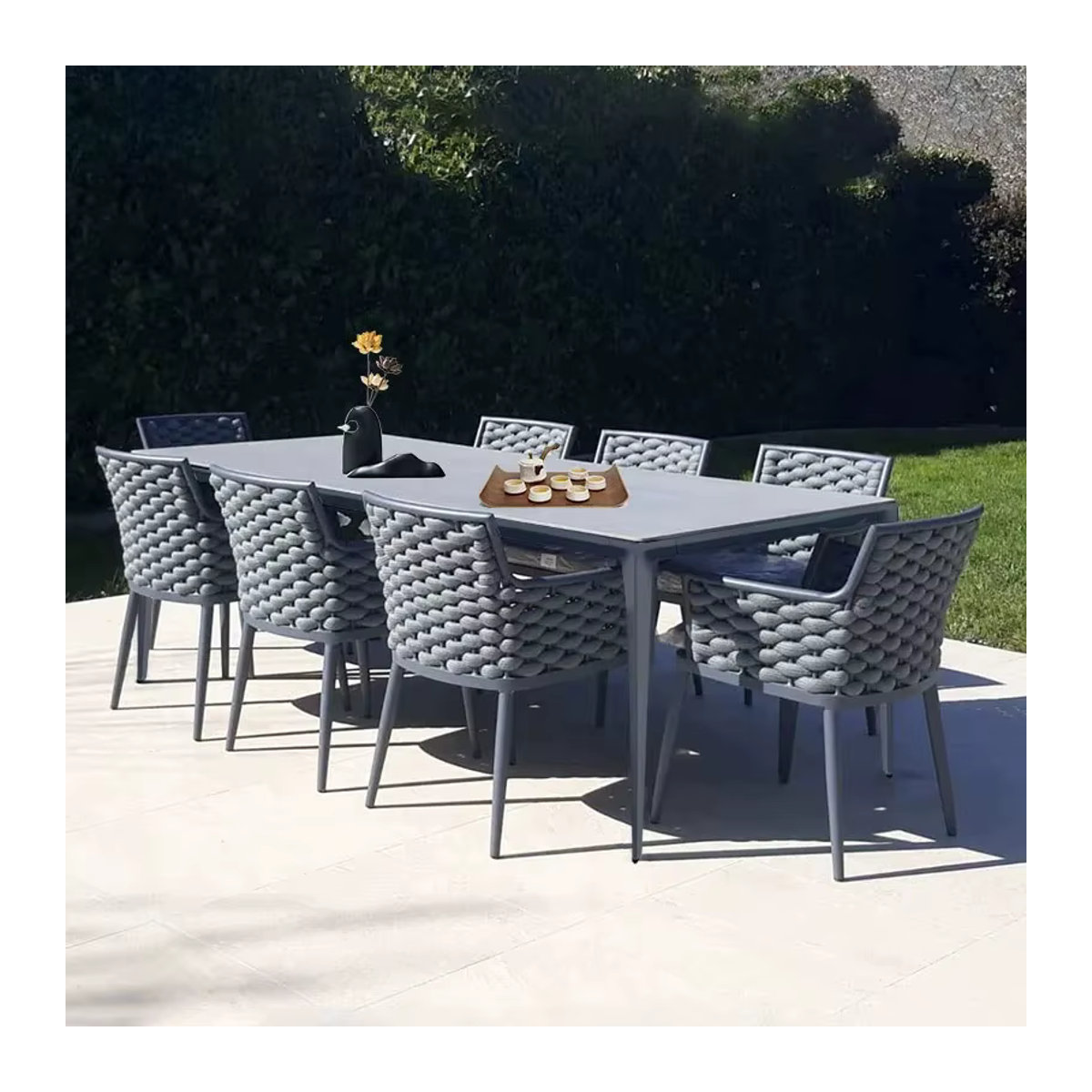 DUTRIEUX Gartenmöbel-Set aus Polyrattan in Grau mit modernem Design - Bild 6