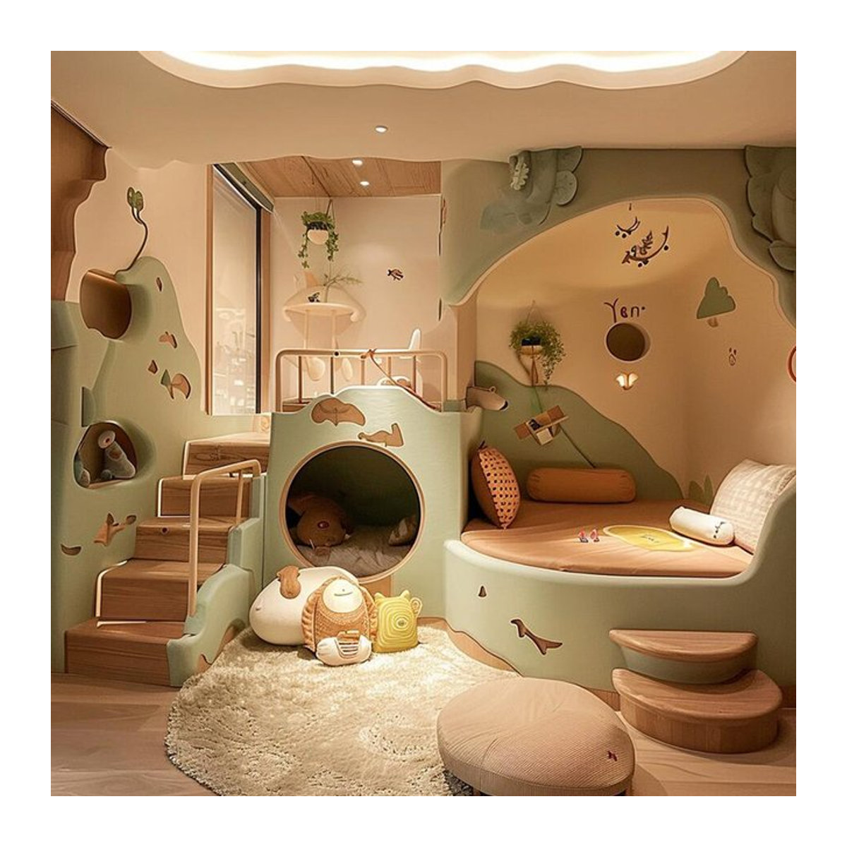 DUTRIEUX Kinderbett aus Holz im modernen Loft-Design in Grün - Bild 1