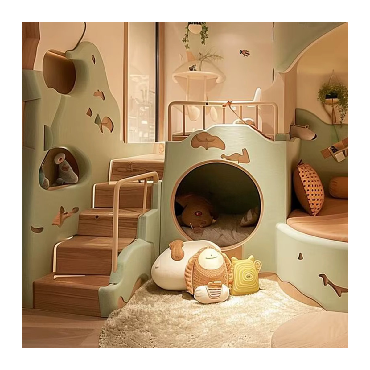 DUTRIEUX Kinderbett aus Holz im modernen Loft-Design in Grün - Bild 4