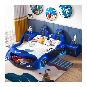 DUTRIEUX Kinderbett im Nordic Auto Design aus Kunstleder, Blau, B: 120 cm, L: 190 cm