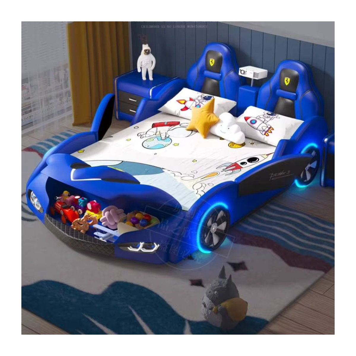 DUTRIEUX Kinderbett im Nordic Auto Design aus Kunstleder, Blau, B: 120 cm, L: 190 cm - Bild 2