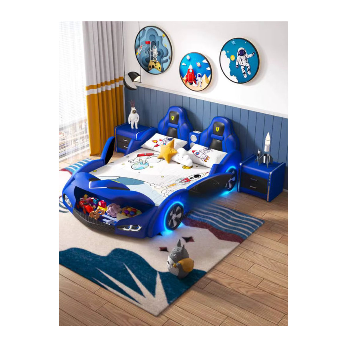 DUTRIEUX Kinderbett im Nordic Auto Design aus Kunstleder, Blau, B: 120 cm, L: 190 cm - Bild 5
